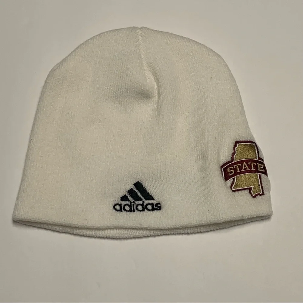 Adidas Mississippi State Unisex Beanie Kids Youth One Size White Knit Hat